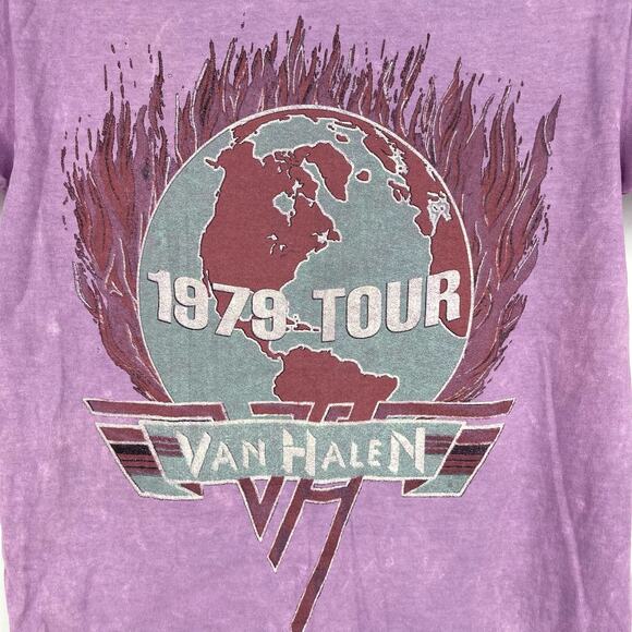 Officially Licensed Van Halen 1979 Tour T-Shirt Pink Acid Wash Small NWOT - Picture 3 of 5